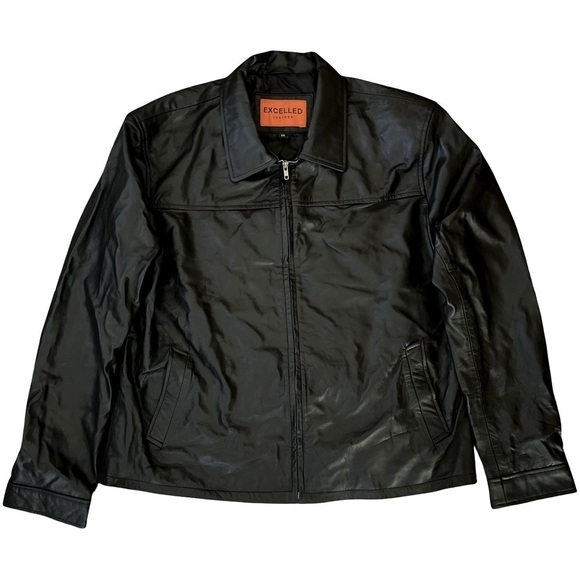 EXCELLED • Men’s Black Leather Motorcycle Biker Jacket - Picture 9 of 9